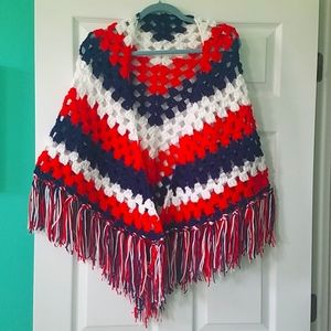 Red, white and blue shawl